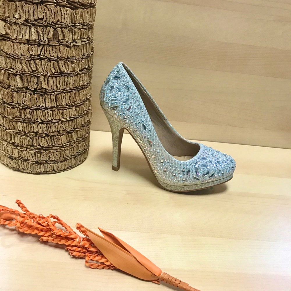 Silver prom heels